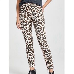 MOTHER Animal Print High Waisted Ankle Looker Jeans Tiger Skinny Raw Hem 24 NEW